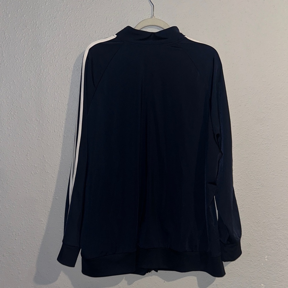 Adidas Men's Dark Blue Jacket with White Accents - Picture 6 of 6